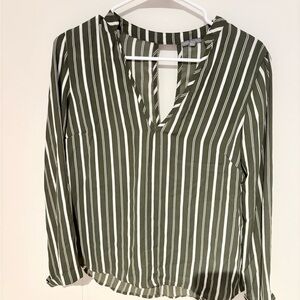Charlotte Russe Olive and White Striped Blouse